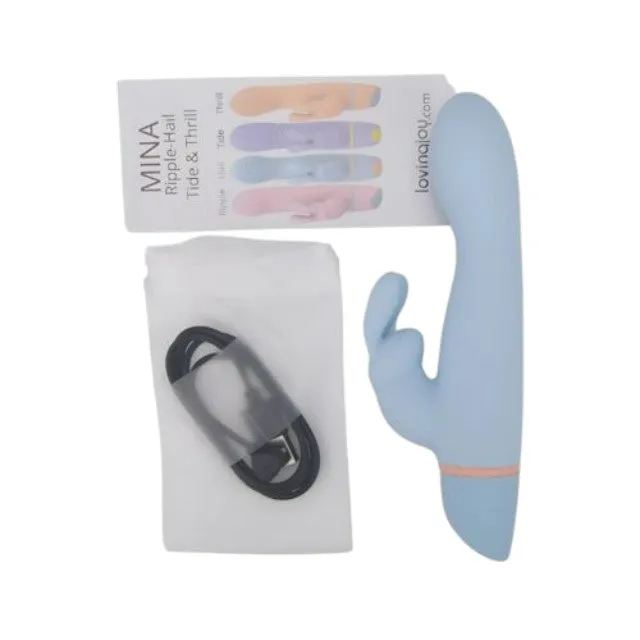 Vibrator rabbit LovingJoy MINA HAIL COME HITHER. din silicon. 5 funcții de vibrație. rezistent la apă. culoare albastru(N12562)