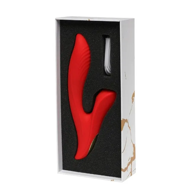 Vibrator rabbit ROUGE VELVET Essentia. pentru clitoris și punctul G. cu funcție de tapping. 10 funcții de vibrații ultra-puternice. roșu