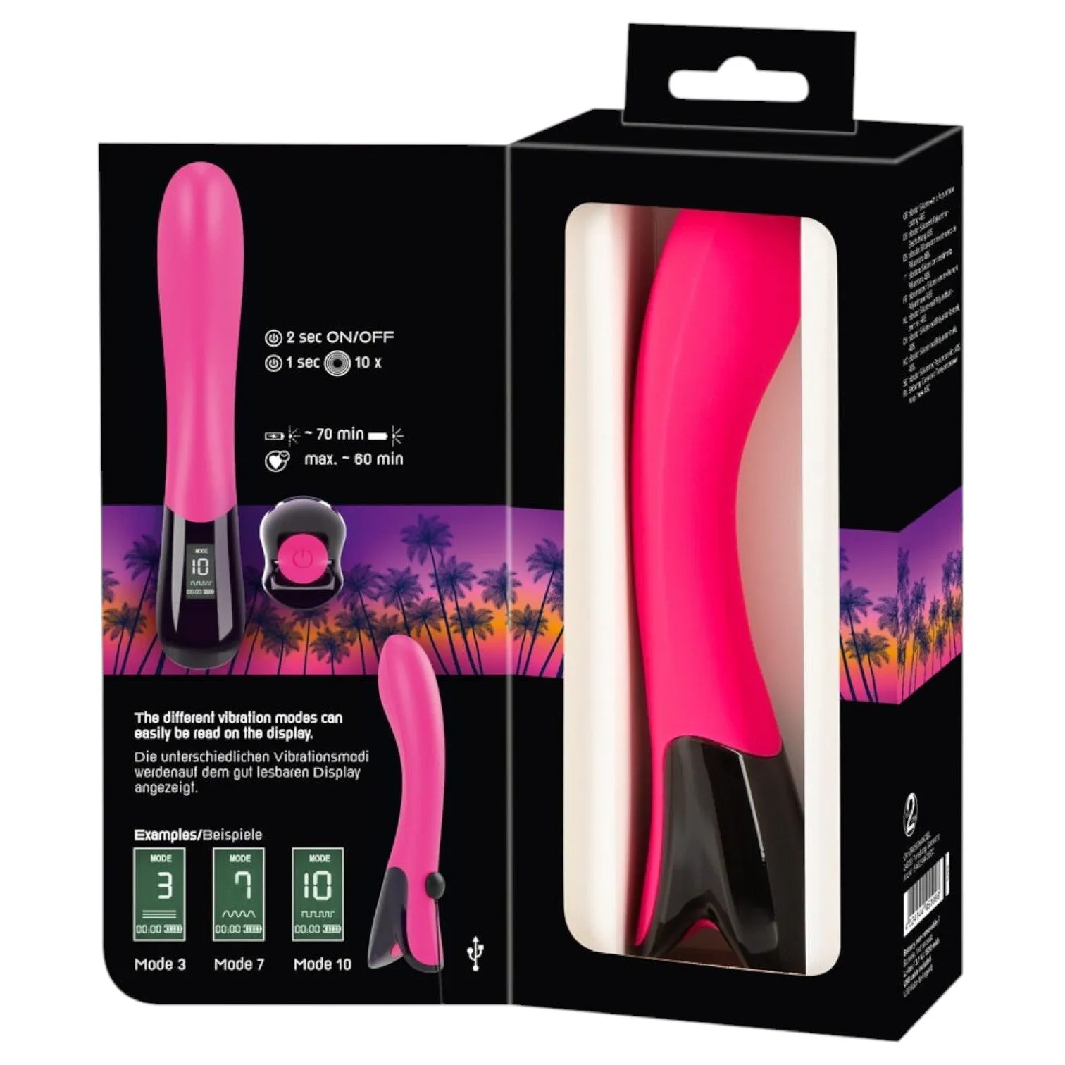 Vibrator YOU2TOYS Pink Sunset G-Spot Vibrator. pentru stimularea punctului G. cu display digital. 10 funcții de vibrație. roz