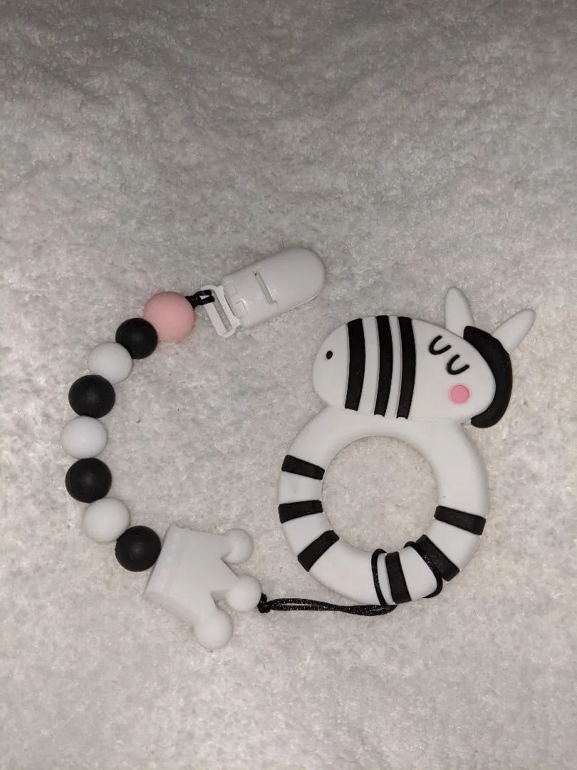 Zebra Silicone Teether Chewing Toy Pacifier Clip