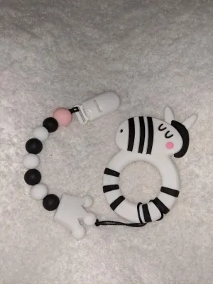 Zebra Silicone Teether Chewing Toy Pacifier Clip