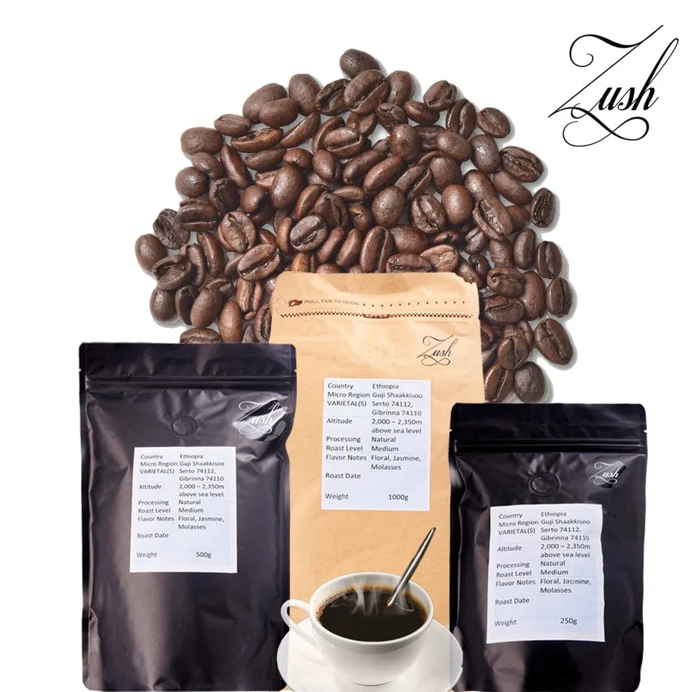 ZUSH Coffee - Specialty Coffee Beans . 100% Arabica. Batch Roasted. ETHIOPIA GUJI SHAAKKISOO