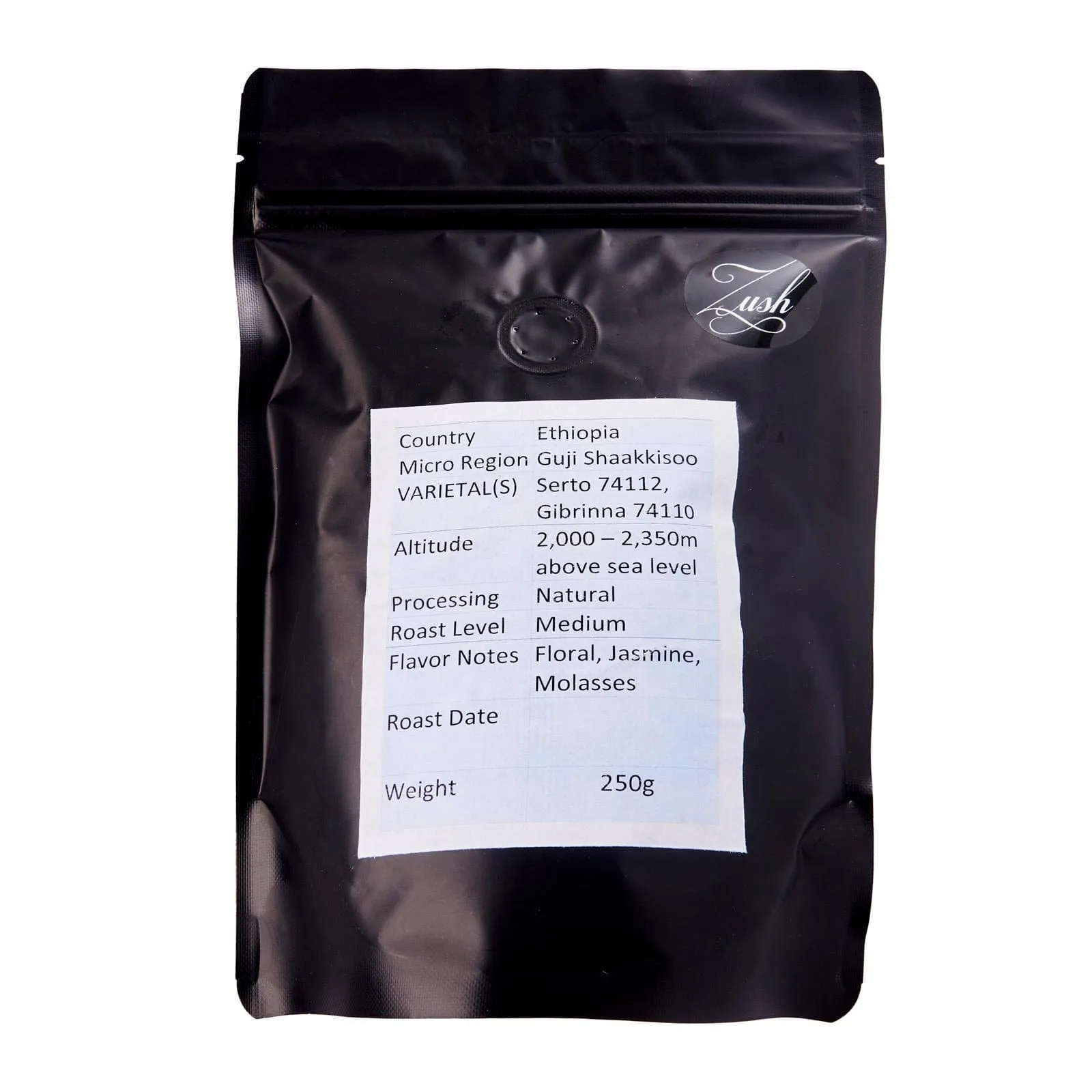 ZUSH Coffee - Specialty Coffee Beans . 100% Arabica. Batch Roasted. ETHIOPIA GUJI SHAAKKISOO